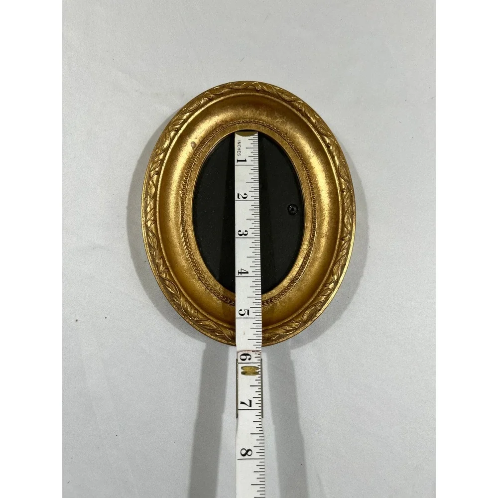 Burnes of Boston Picture Frame Small Gold Oval Ornate Embossed Leaf 5x6.5
